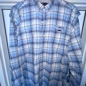 Vineyard Vines Men's White and Blue Plaid Shirt